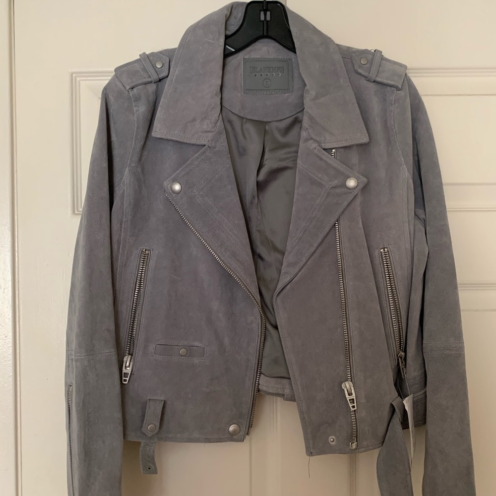BLANK NYC gray suede moto leather jacket